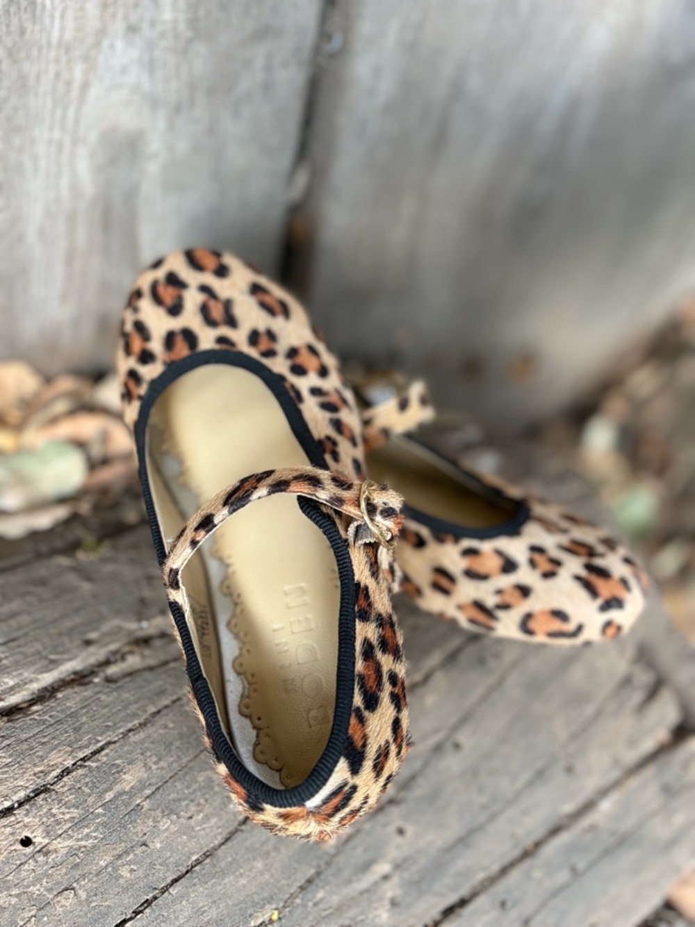 Mini Boden Leopard Print Mary Jane Shoes - Tan/Black